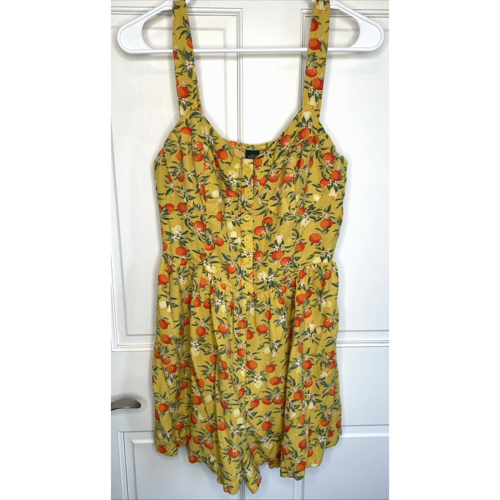 Wild Fable Women's Boho Citrus Sleeveless Romper Sz L Retro Pinup Flowy Smocking